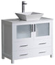Torino 36" Bathroom Cabinet, Base: White, With Top, Vessel Sink