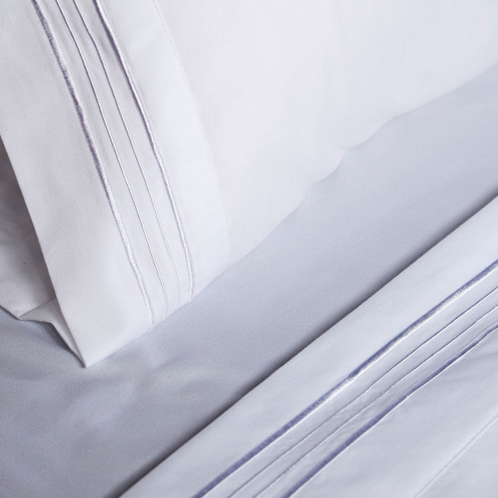 Linum Home Textiles 1800 TC Brushed Microfiber Sheet Set with 4 Line Embroidery