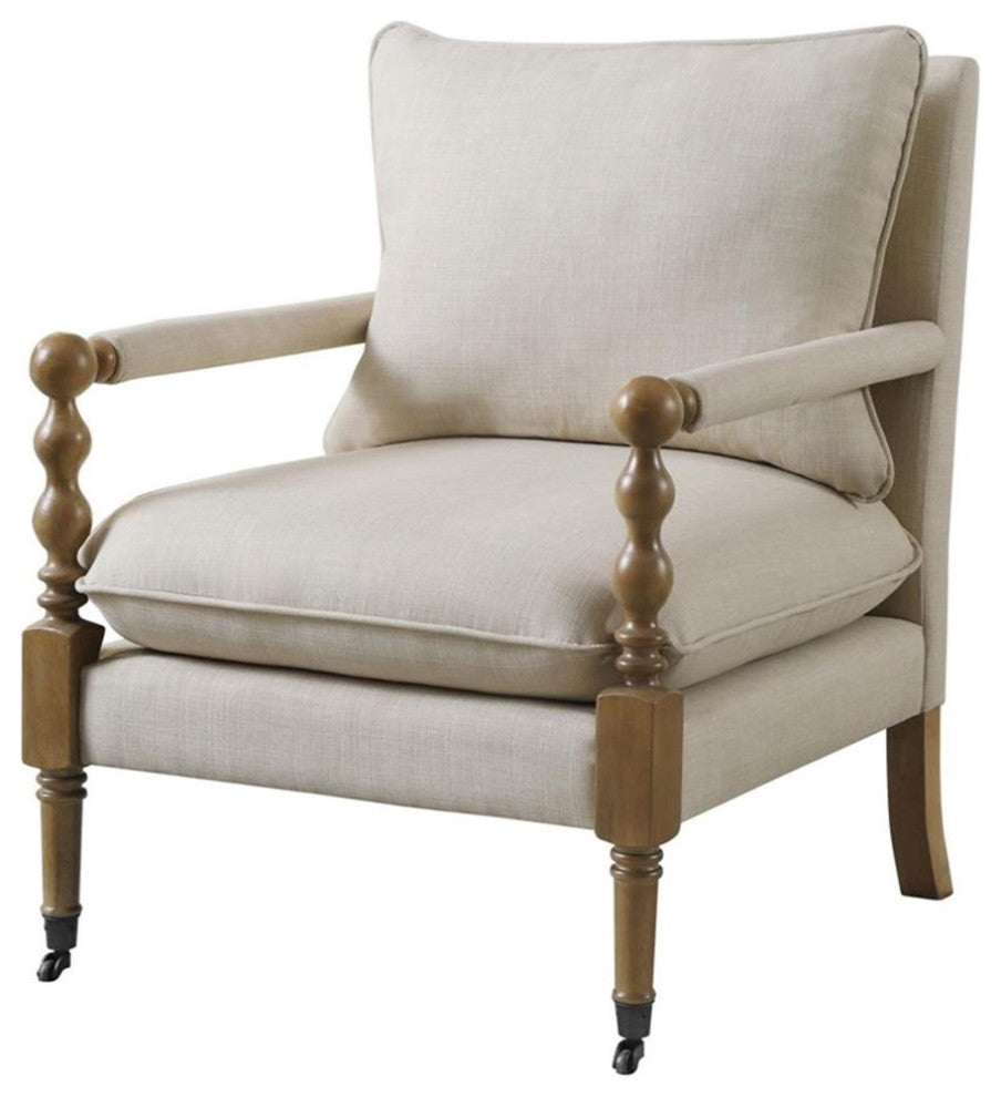 Coaster Blanchett Fabric Upholstered Accent Chair with Casters Beige