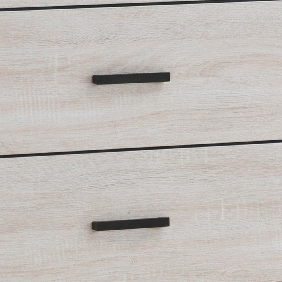 Benzara BM242655 Chest With 5 Drawers and Metal Bar Pulls, White
