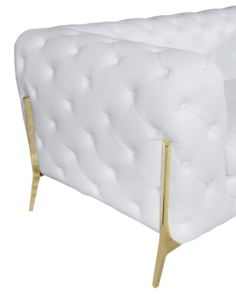 Angelica Italian Leather Accent Chair, White