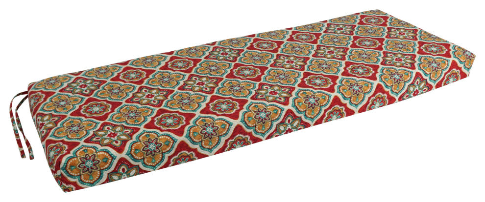 48"X19" Patterned Outdoor Spun Polyester Loveseat Cushion, Adonis Jewel