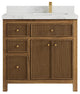 Sonoma Teak 36 Right Offset Bath Vanity in Dark Natural with 2" Calacatta Nuvo