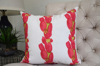Sunset Tulip Stripe Decorative Floral Throw Pillow, Red, 20"