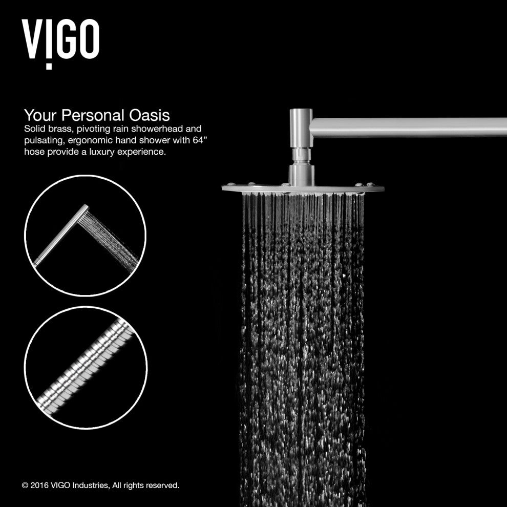 Vigo VG08001 Dilana 67" H 6-Jet Thermostatic Shower Panel - Stainless Steel