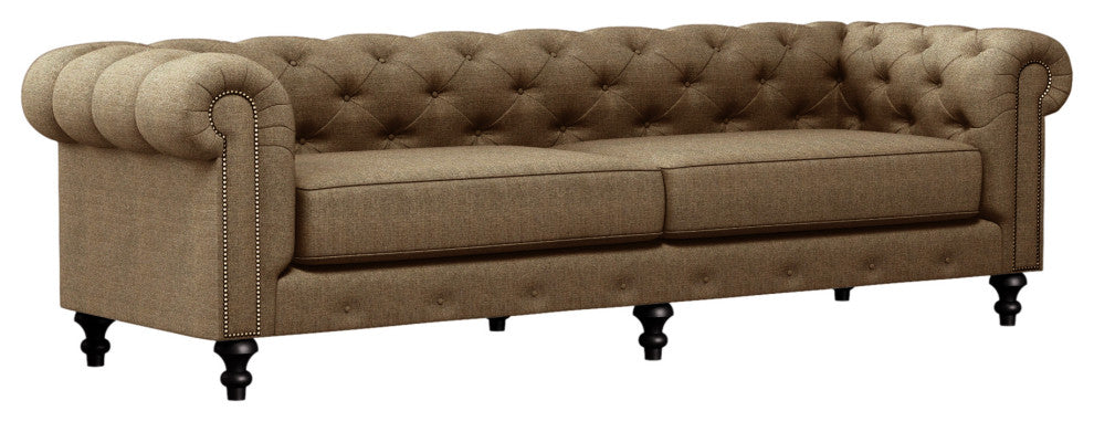 Nativa Interiors London 103" Sofa, Brown, Deep Plush Depth