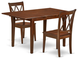 3Pc Rectangular 42/53.5 Inch Table With 12 In Leaf And 2 Double X Back Chairs