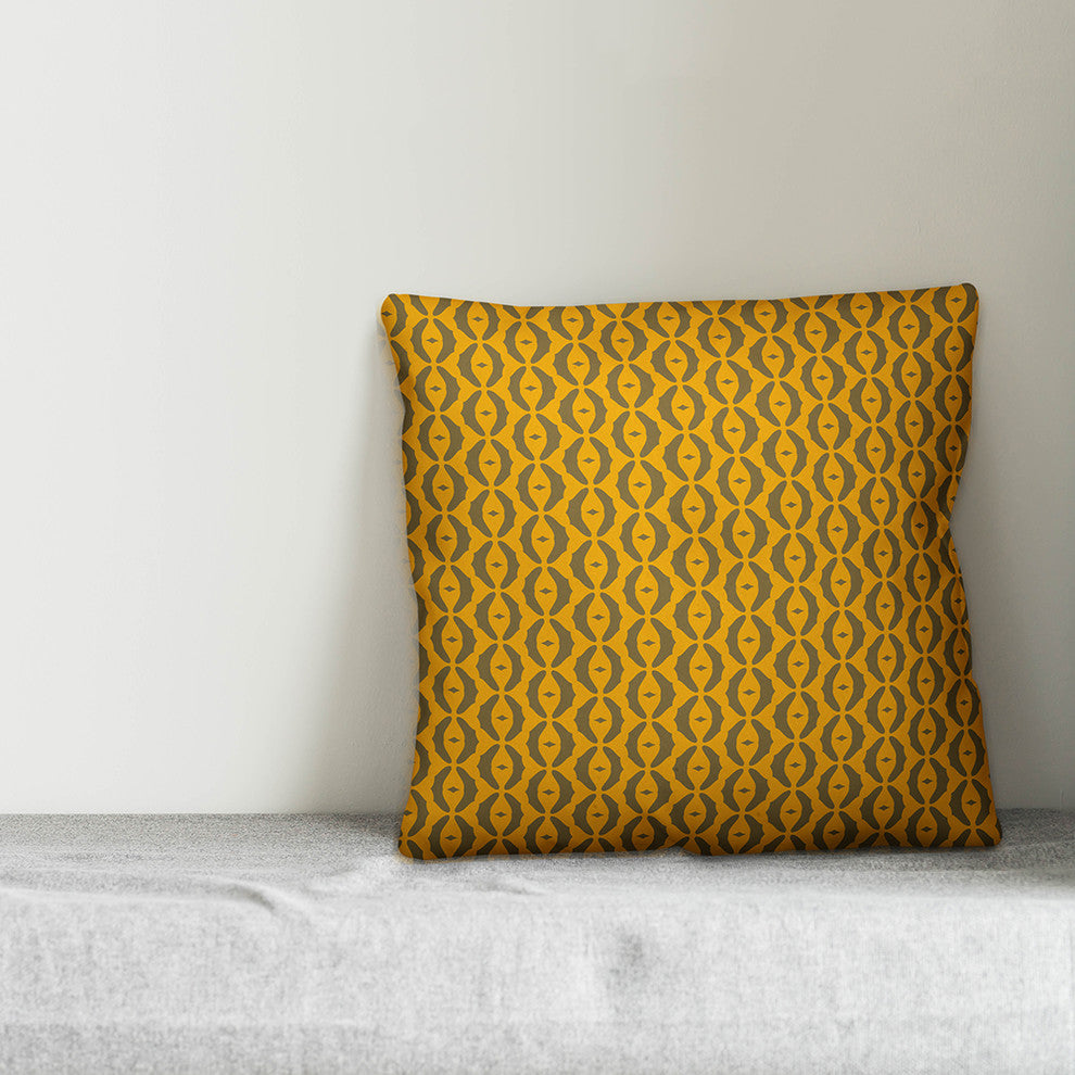 Oval Pattern, Yellow Throw Pillow, 18"x18"
