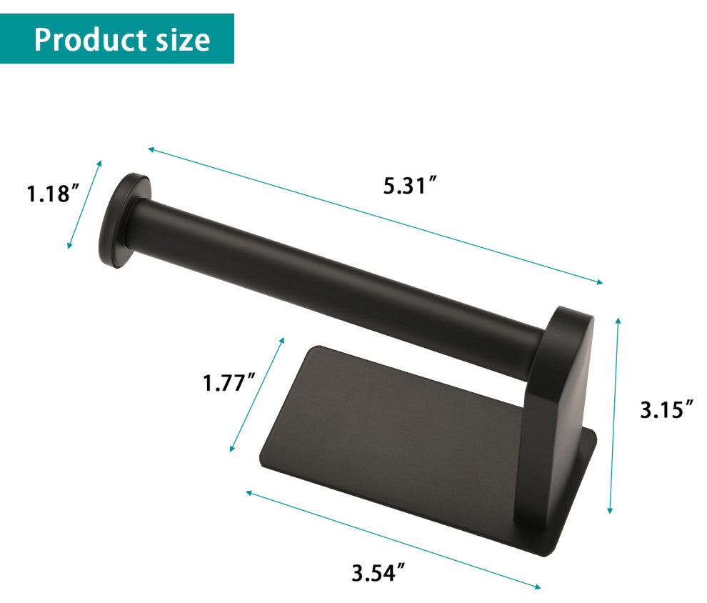 Wall Mounted Self-Adhesive Bathroom Toilet Paper Holder Roll Dispenser, Matte Black