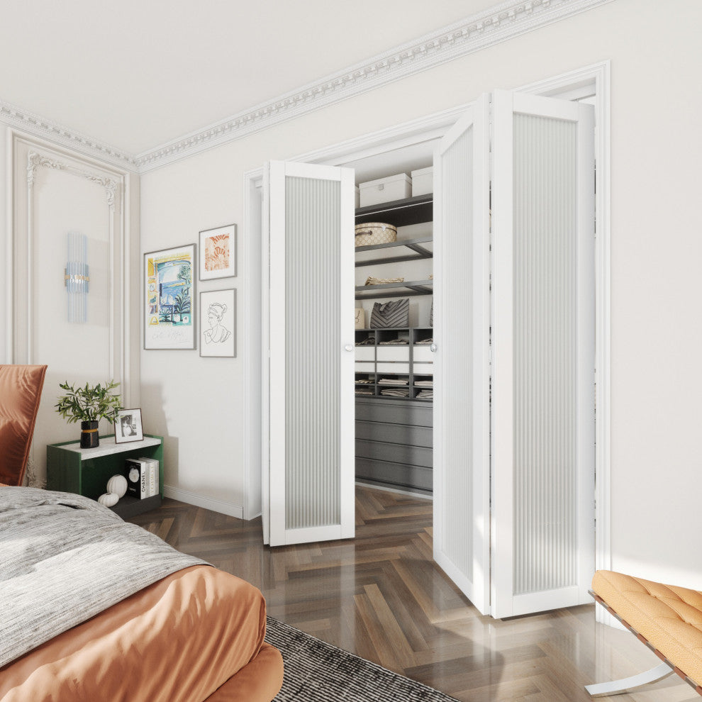 1-lite moru Glass Bi-Fold Door with Installation Hardware Kit, 36"w X 78"h