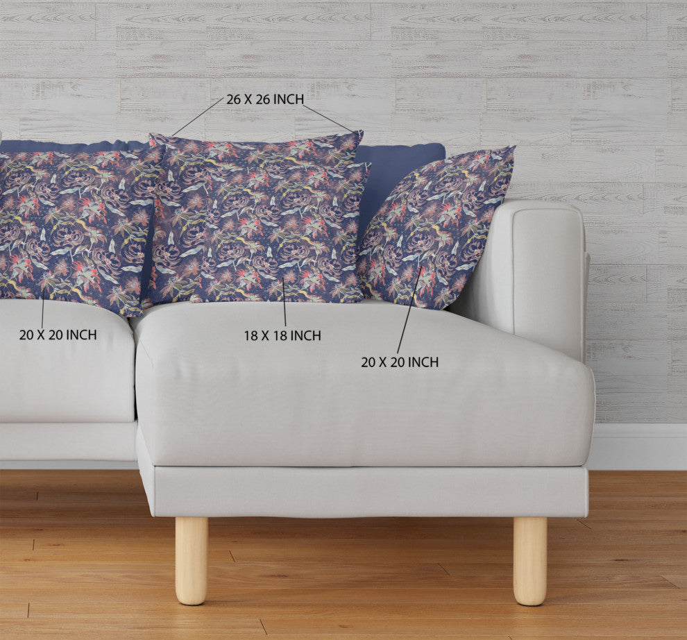 20" Midnight Blue Roses Indoor Outdoor Throw Pillow