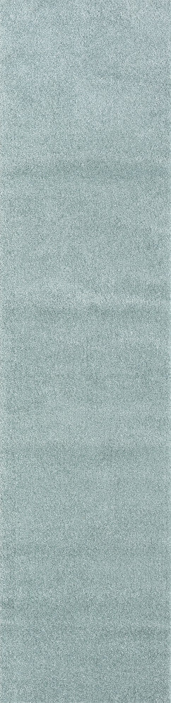 Haze Solid Low-Pile Runner Rug, Light Blue, 2 X 10