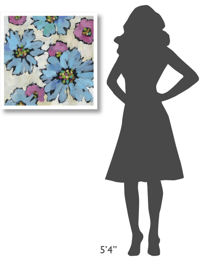 "Graphic Pink and Blue Floral II" Paper Print by Silvia Vassileva, 26"x26"