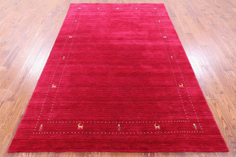 6' 0" X 9' 0" Persian Gabbeh Handmade Wool Rug - Q15218