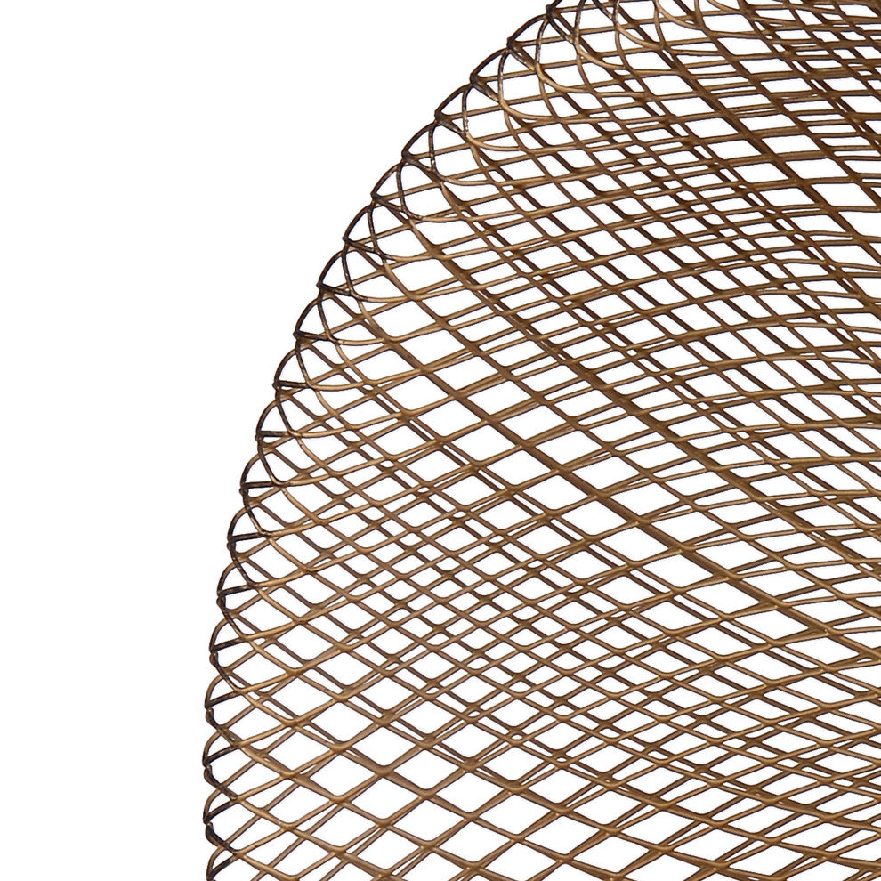 Benzara BM285190 Round Wall Mounted Lamp, Iron Mesh and Hardware, Gold Finished
