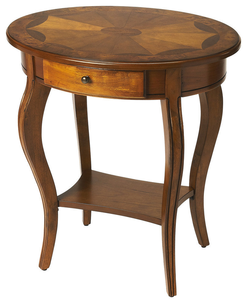 Jeanette Oval Accent Table, Medium Brown