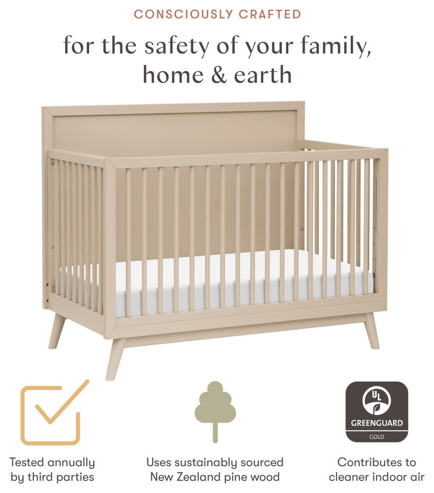 Palma 4-in-1 Convertible Crib With Toddler Bed Conversion Kit, Taupe