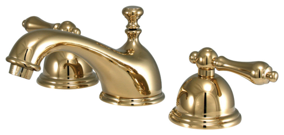 Kingston Brass Widespread Bathroom Faucet With Brass Pop-Up, Polished Brass