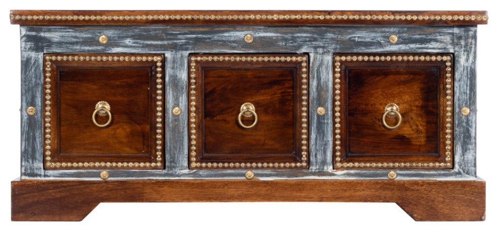 Wood and Hand Painted Storage Coffee Table