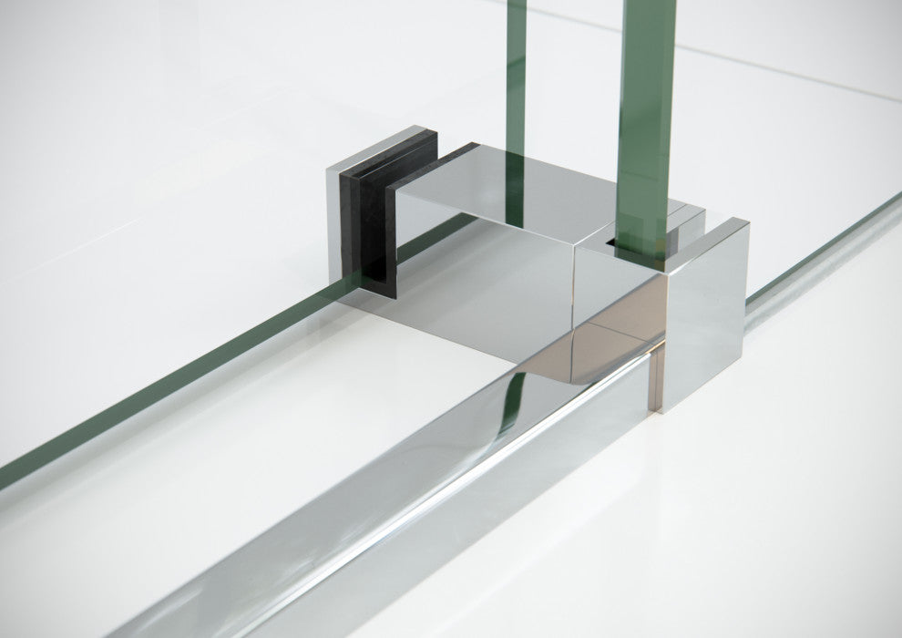 48"-52"x32"x78" Frameless Sliding Shower Door With Return Panel, Polished Chrome