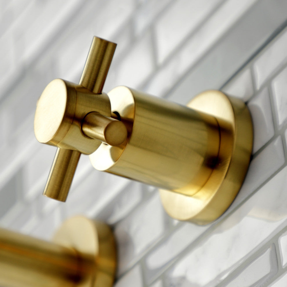 Kingston Brass KS8127DX 2-Handle Wall Mount Bathroom Faucet, Brushed Brass