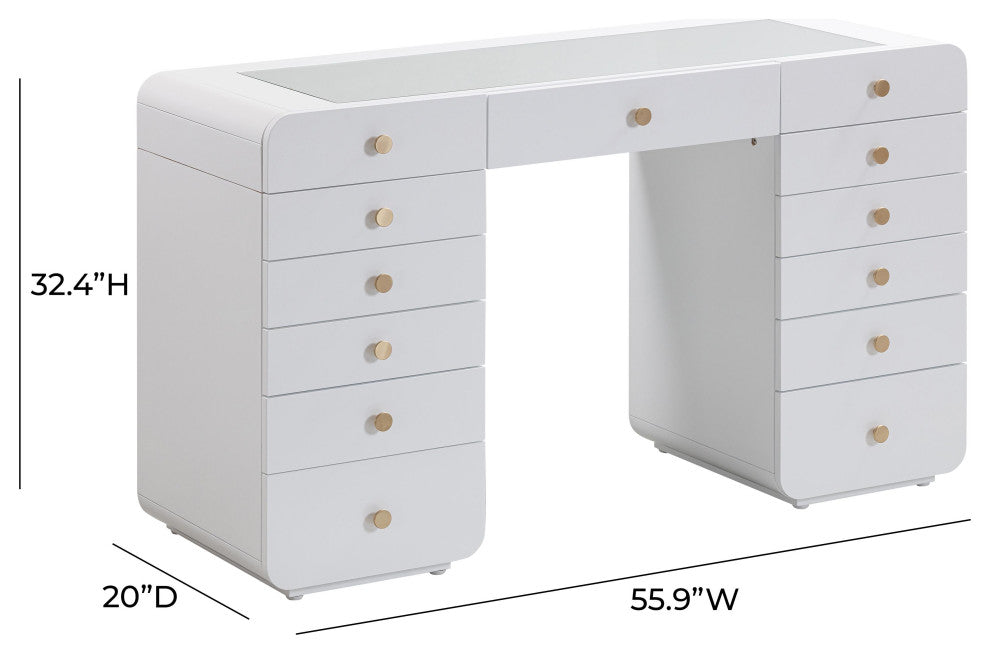 Hollywood White Vanity Desk White