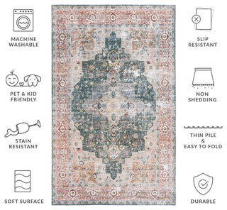 Safavieh Arizona Machine-Washable Collection ARZ126 Rug, Green/Light Brown, 9'x12'