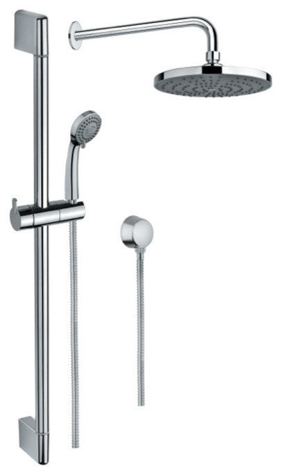 Modern Shower System Hand Shower, Showerhead, Sliding Rail, and Water Connection
