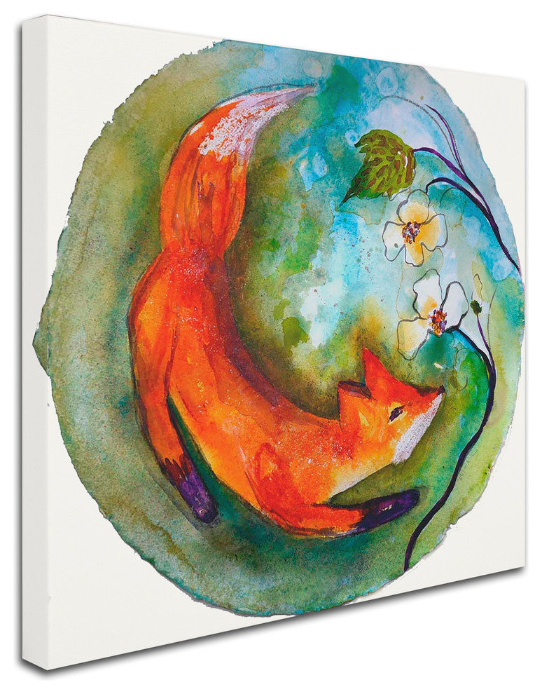 Wyanne 'Fox In The Round' Canvas Art, 14"x14"
