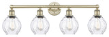 Waverly 4-Light 33" Bath Vanity Light, Antique Brass Finish, Clear Shade