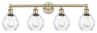 Waverly 4-Light 33" Bath Vanity Light, Antique Brass Finish, Clear Shade