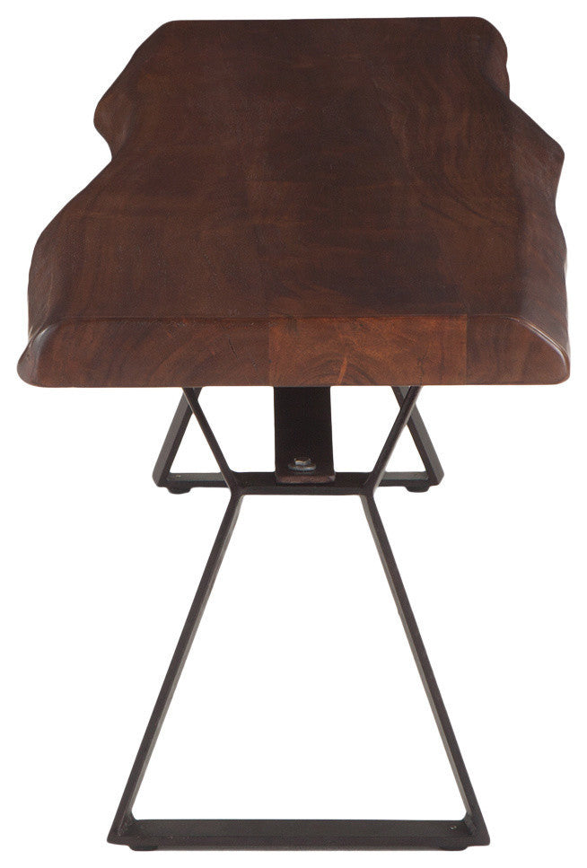 Nottingham 90-Inch Acacia Wood Live Edge Dining Bench in Walnut Finish