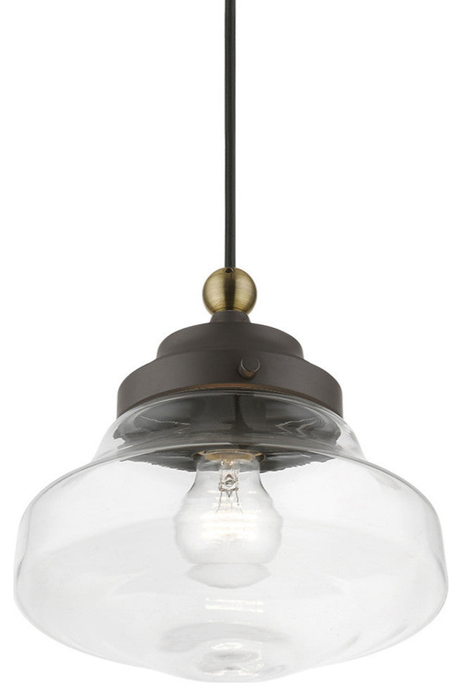 Avondale 1 Light Bronze With Antique Brass Accent Mini Pendant