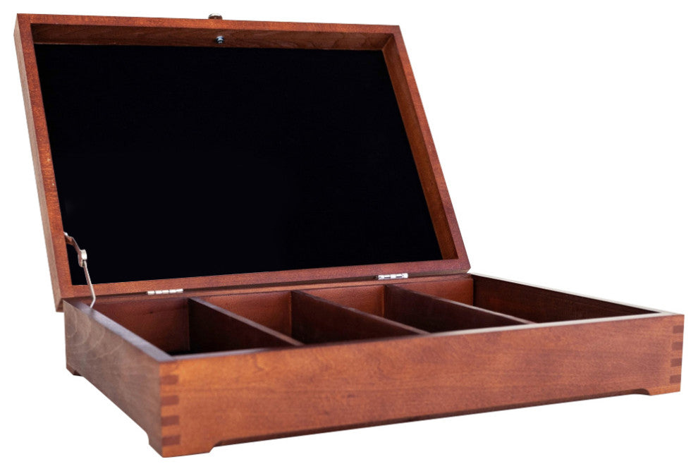 FCan3 Canadian Antique Pine, Divided Flatware Chest, Solid Maple Hardwood