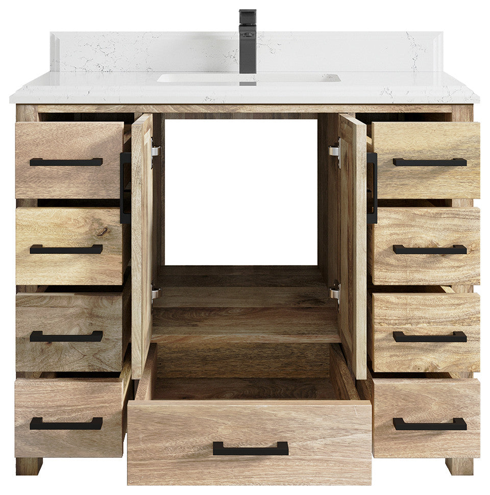 Malibu Mango 42 Single Sink Bath Vanity in White Washed 1.5" Empira Quartz