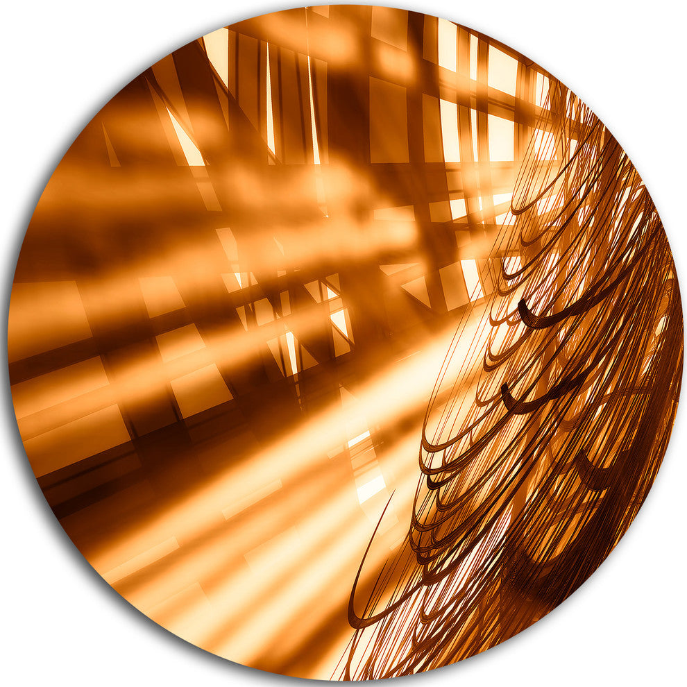 Fractal 3D Brown Bold Tangle, Abstract Art Round Metal Wall Art, 36"