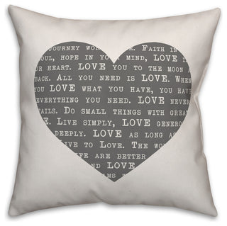 Love Definition Heart Throw Pillow, 18x18