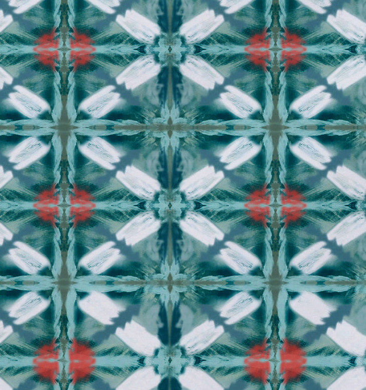 Beach Tile, Geometric Print Placemat, Set of 4, Aqua