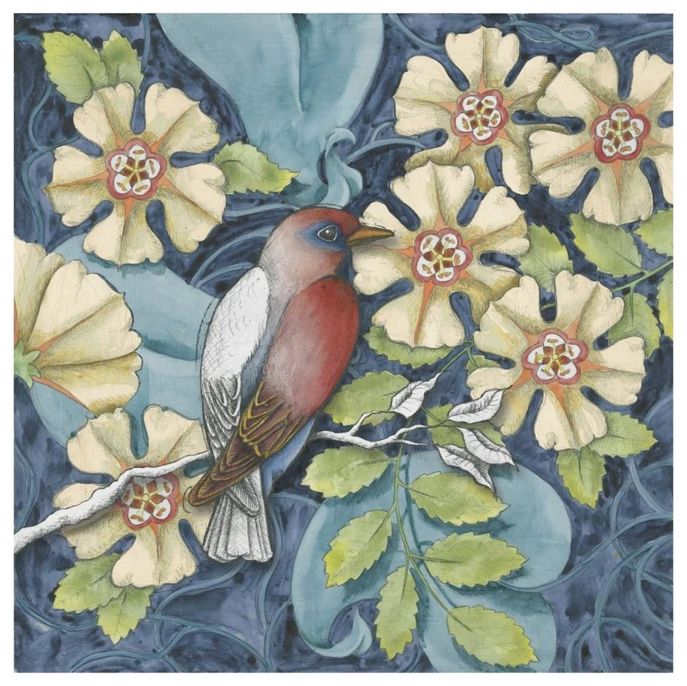 "Arts and Crafts Bird I" Digital Paper Print by Elyse DeNeige, 32"x32"