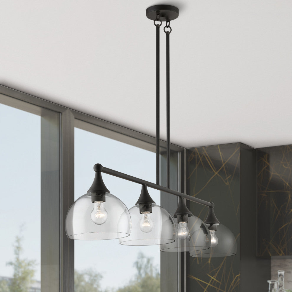 4 Light Bronze Large Linear Chandelier