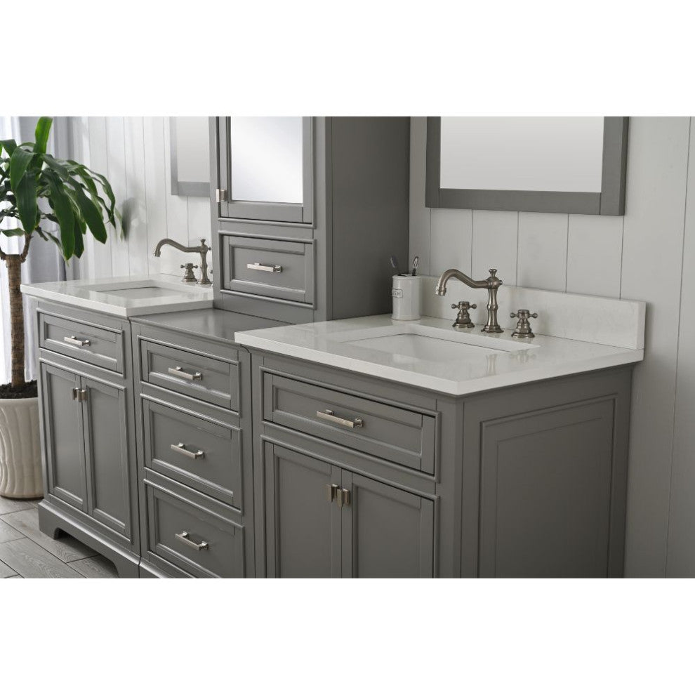 Milano Transitional Gray 96" Double Sink Bathroom Vanity Modular Set