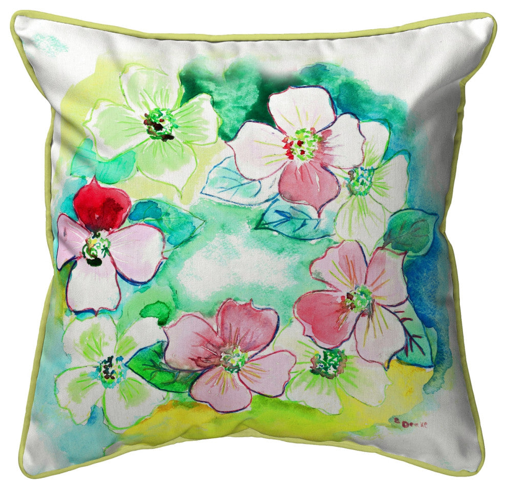 Flower Wreath Large Indoor/Outdoor Pillow 18x18
