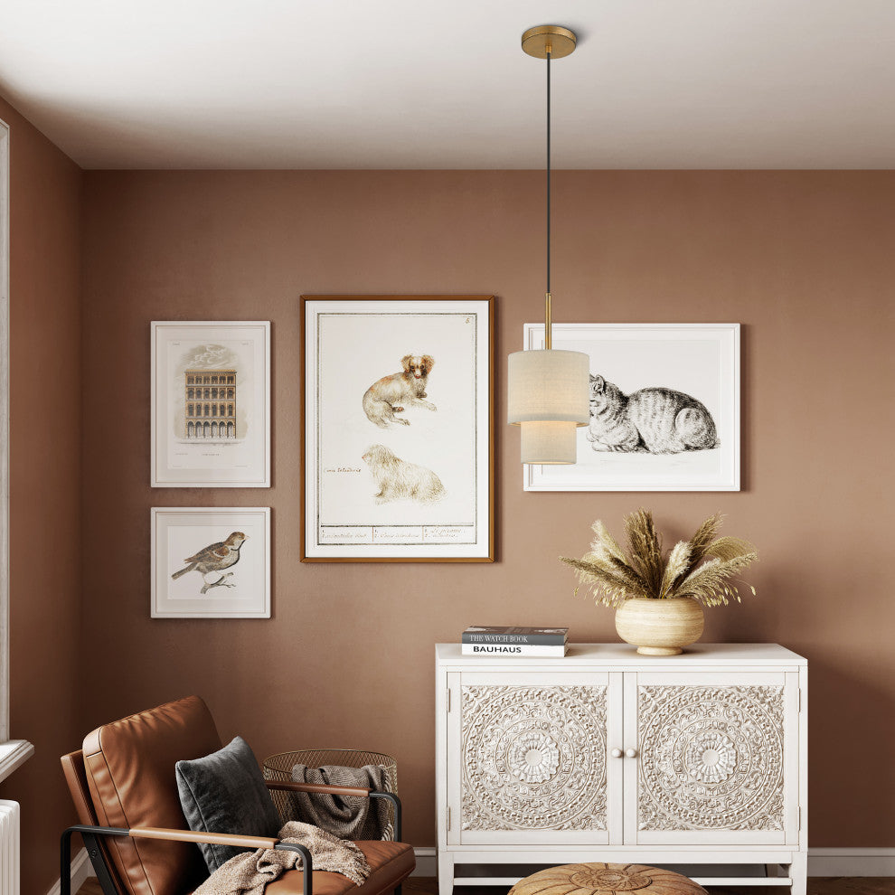 Bellingham 1-Light Antique Gold Leaf Mini Pendant