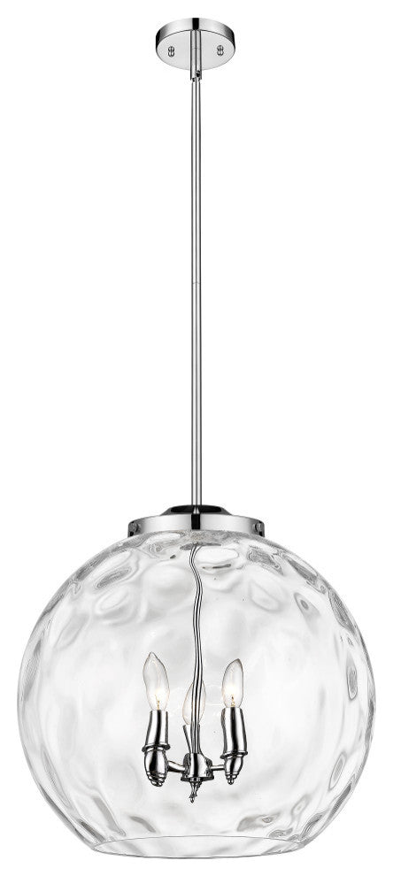 Athens Water Glass Pendant, Polished Chrome, Clear Water Glass