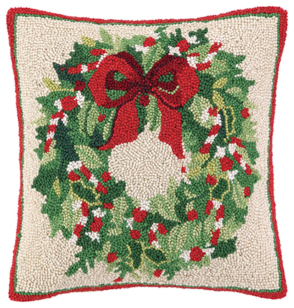 Classic Christmas Hook Pillow Wreath