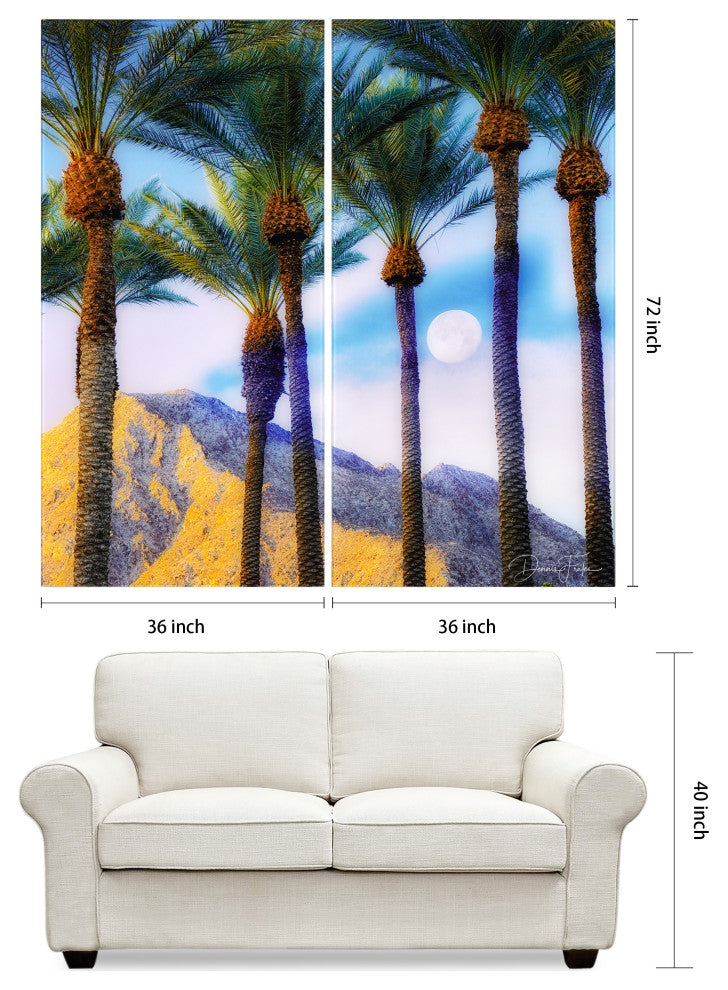 "Moonlit Oasis" Oversized Frameless Reverse Printed Tempered Art Glass Set