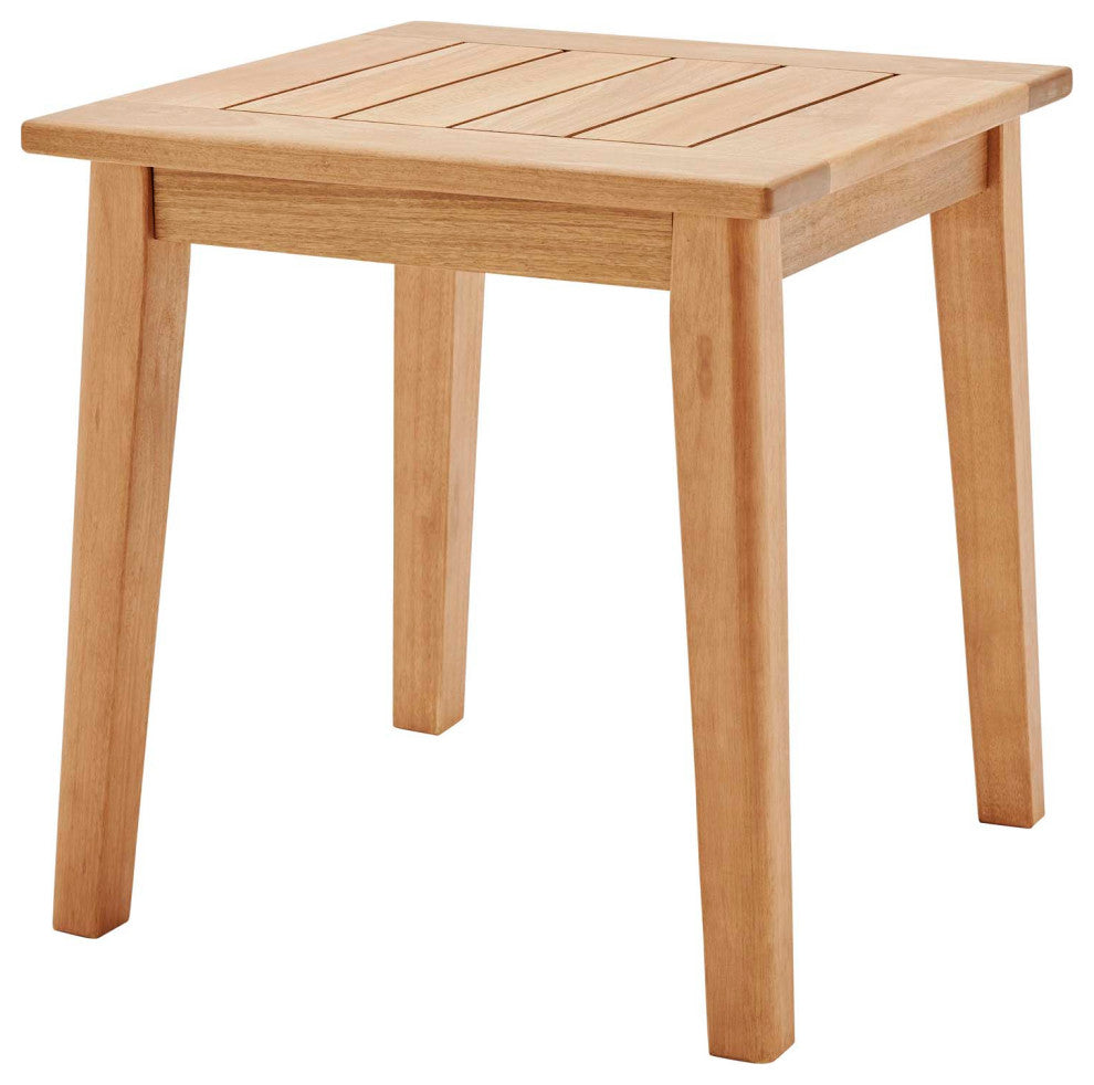 Lounge Side Table, Square, Wood, Brown Natural, Modern, Outdoor Patio Bistro