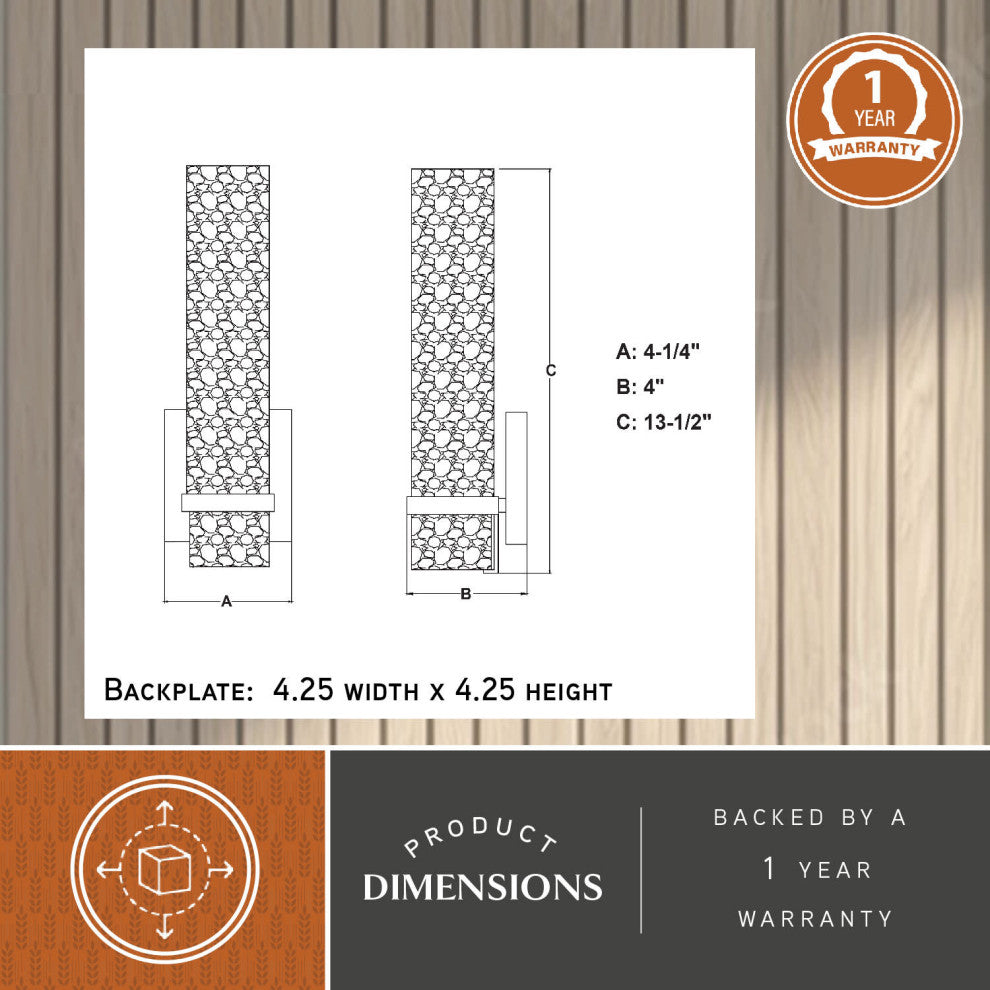 Vaxcel Vilo 1-Light Wall Light, Satin Nickel