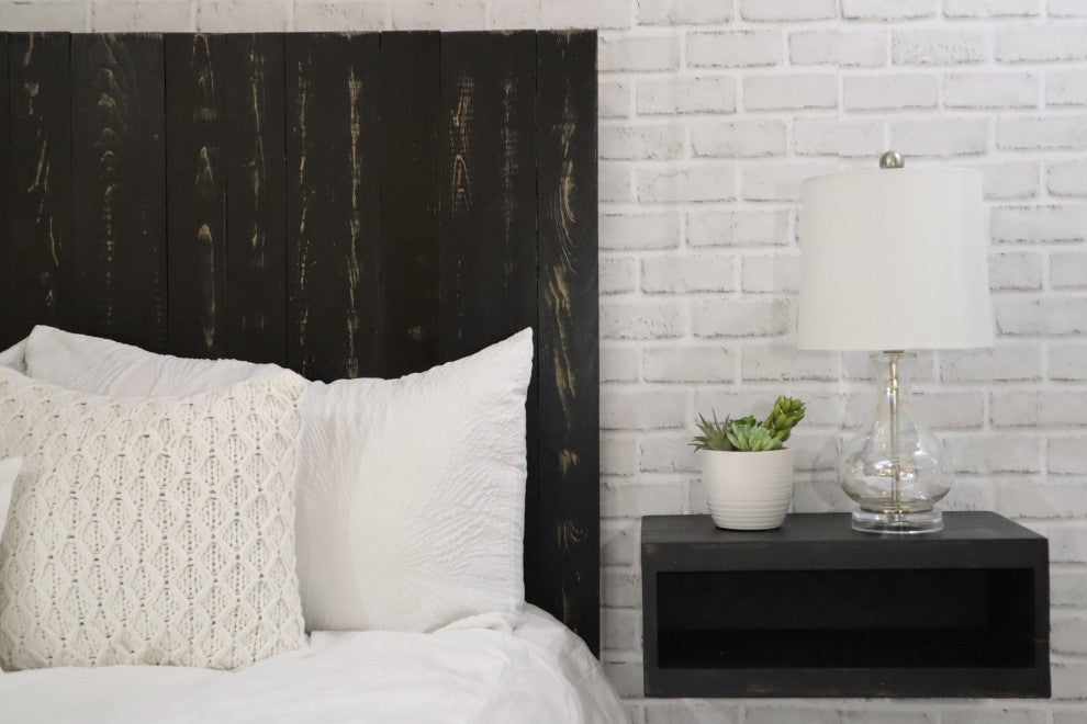 Handcrafted Headboard, Leaner Style, Black, Twin