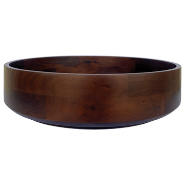 Round Acacia Wood Serving Bowl With Lid, Walnut Brown